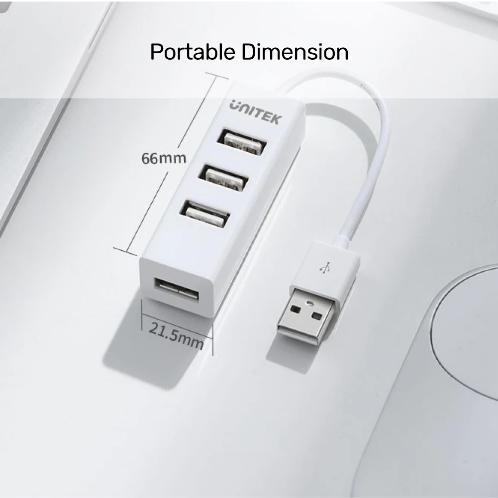 UNITEK Y-2146 4-Port USB 2.0 Hub in White Color