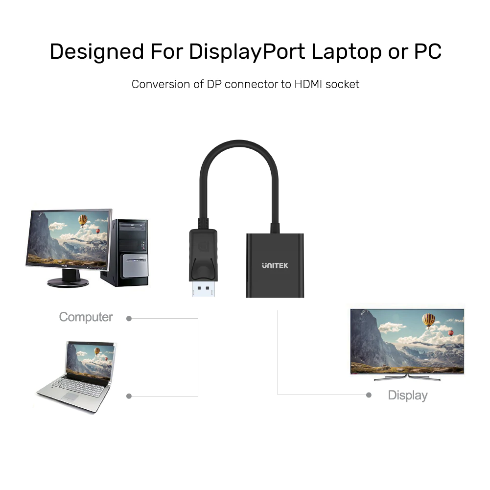 UNITEK Y-5118DA 1080P DP Male to HDMI Female Adapter