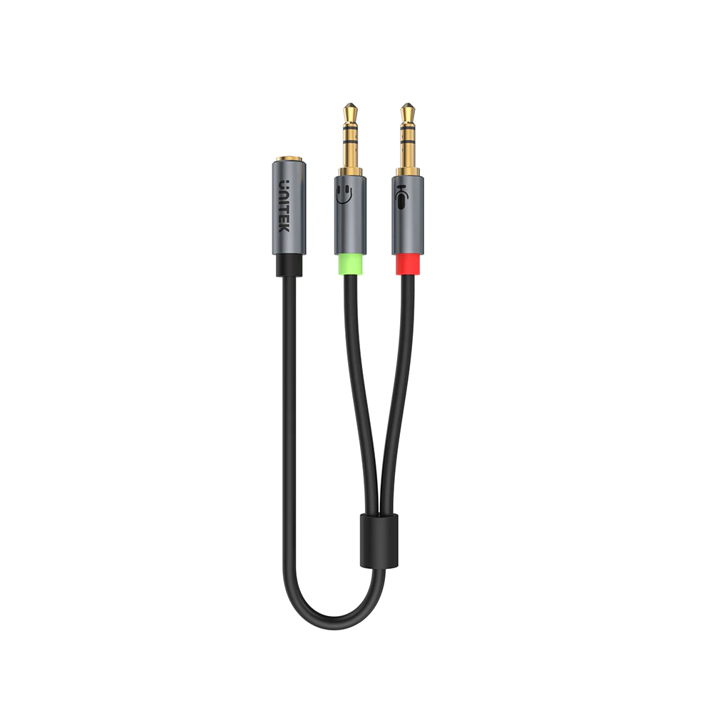 UNITEK Y-C957ABK 0.2m Headset Adapter (Dual 3.5mm Plug to 3.5mm Jack) Stereo Audio Cable