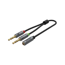 UNITEK Y-C957ABK 0.2m Headset Adapter (Dual 3.5mm Plug to 3.5mm Jack) Stereo Audio Cable