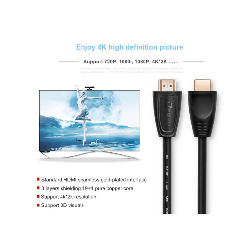 DTECH DT-H010 20m HDMI1.4b 10.2Gbps 4K*2K Male to Male 19+1 Copper Core HDMI Cable