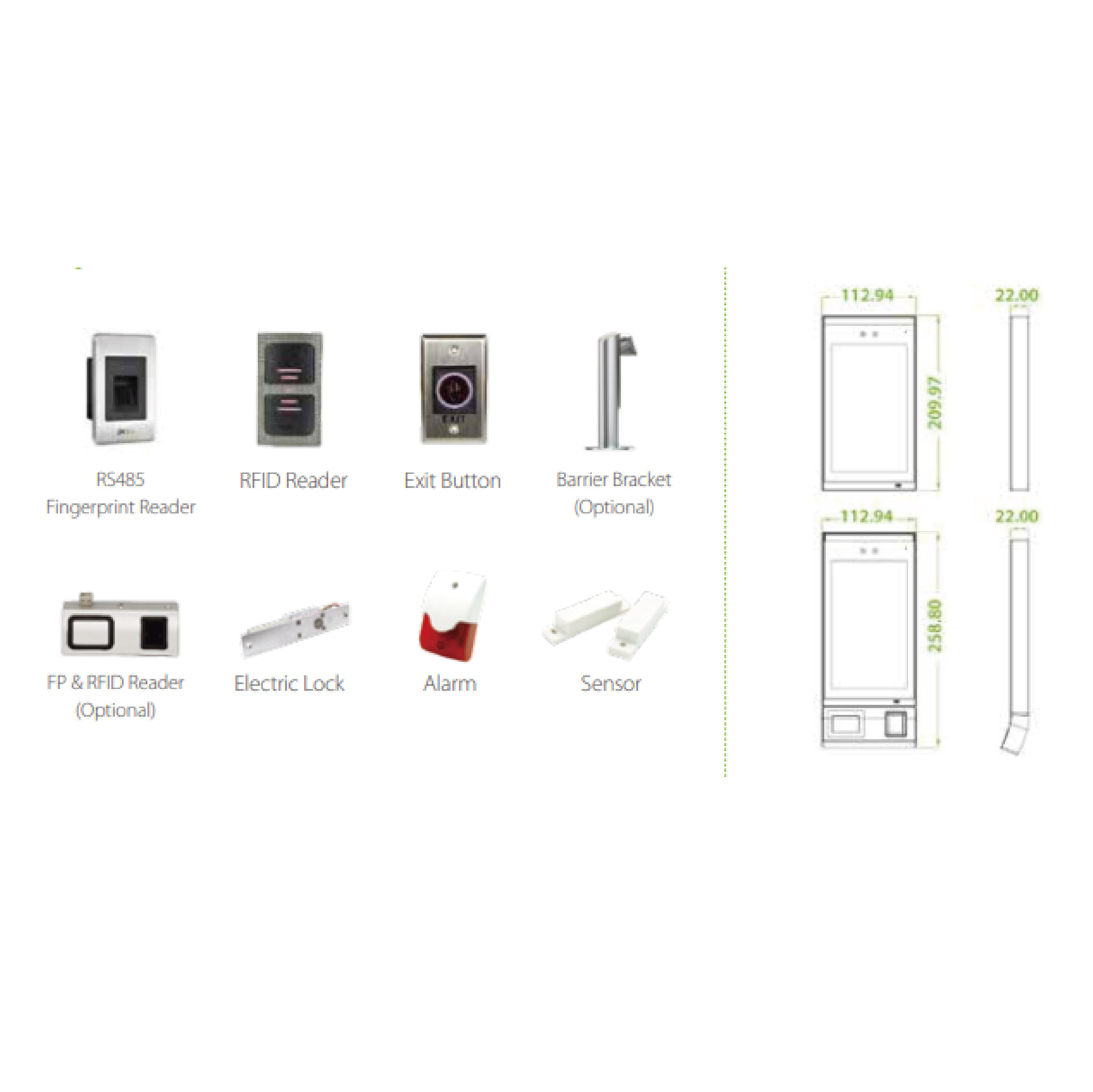 ZKTeco FaceDepot-7BL-CH Hybrid-Biometric Access Control Terminal with Visible Light Facial Recognition & Palm Recognition