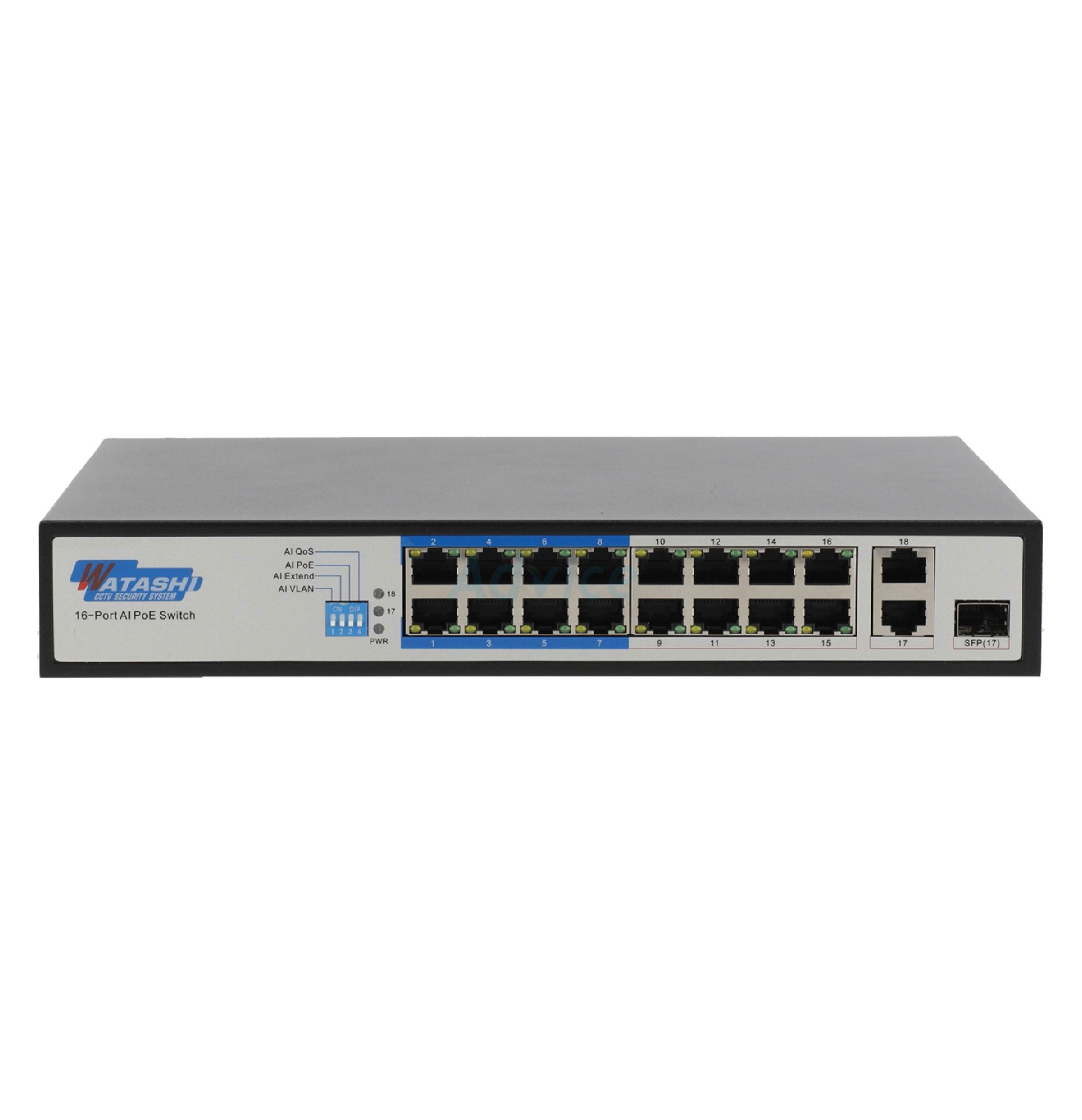 WATASHI WSC083 16-Port 10/100Mbps PoE, 1-Port Gigabit & 1-Port Gigabit Combo Uplink, 150W AI PoE Switch