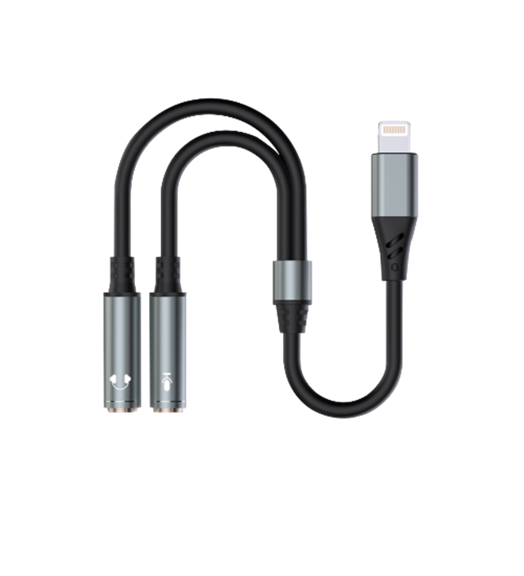 BYZ BC-012i-B&R Lightning to Dual 3.5mm Female Audio & Mic