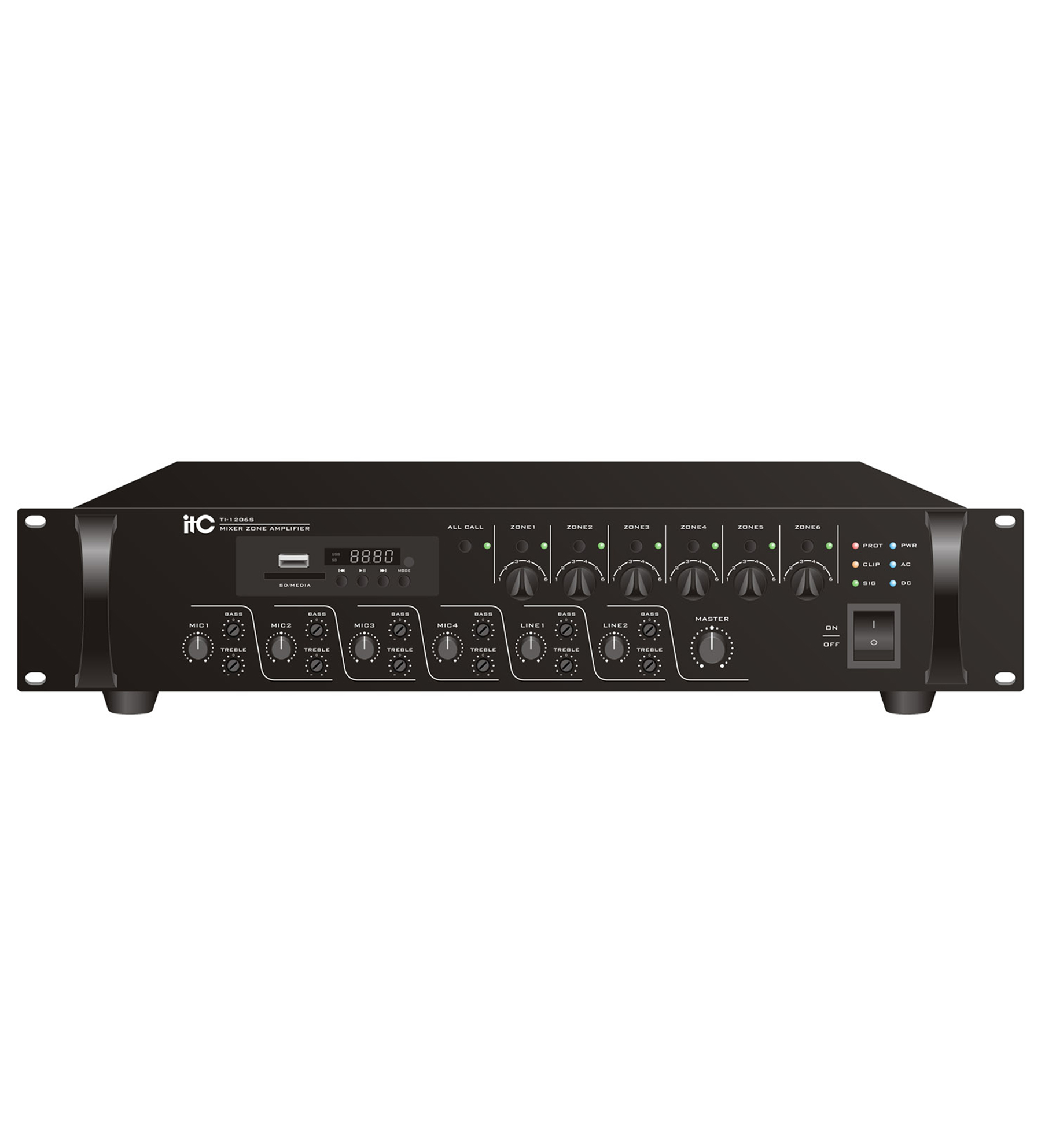 ITC TI-2406S 240W 6-Zones Mixer Amplifier with Mp3