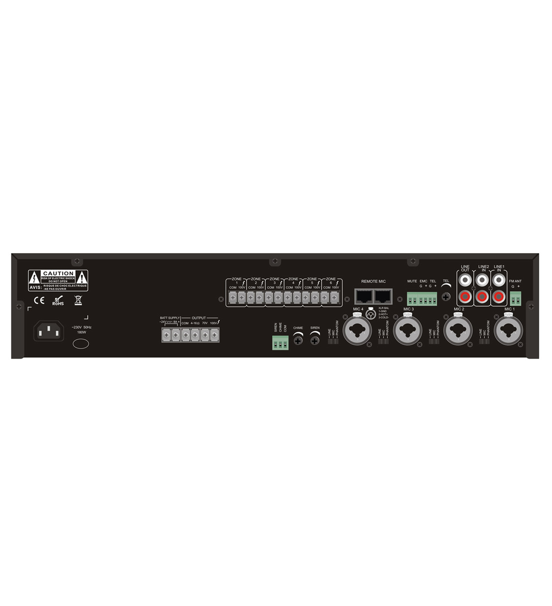 ITC TI-3506S 350W 6-Zones Mixer Amplifier with Mp3