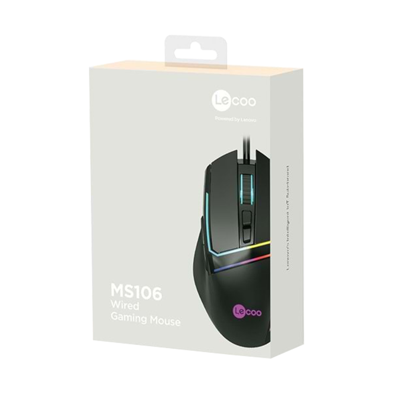 Lecoo MS106 Ergonomic RGB Lighting Wired Gaming Mouse