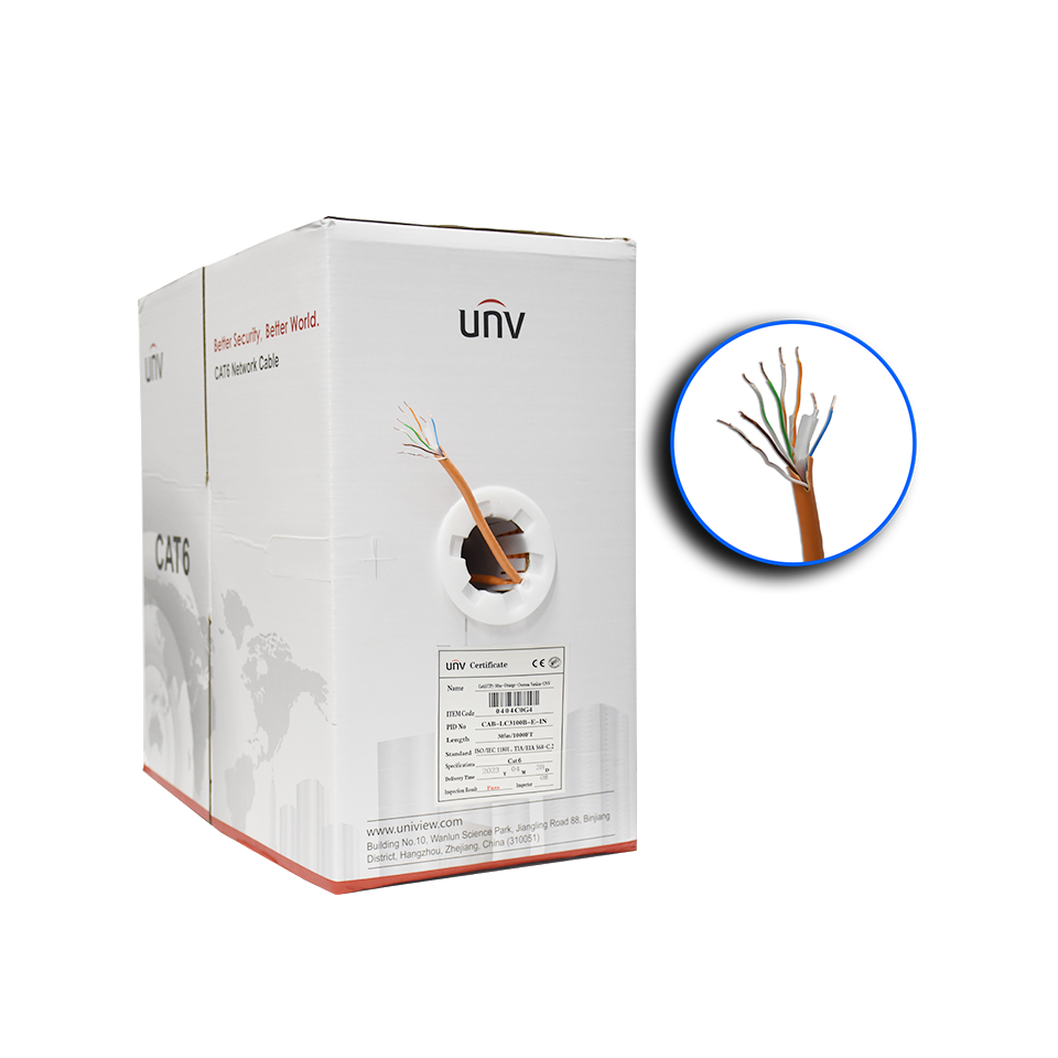 Uniview CAB-LC3100B-E-IN Cat6 UTP, 305m, 24AWG 4 Pair, Orange Network Cable