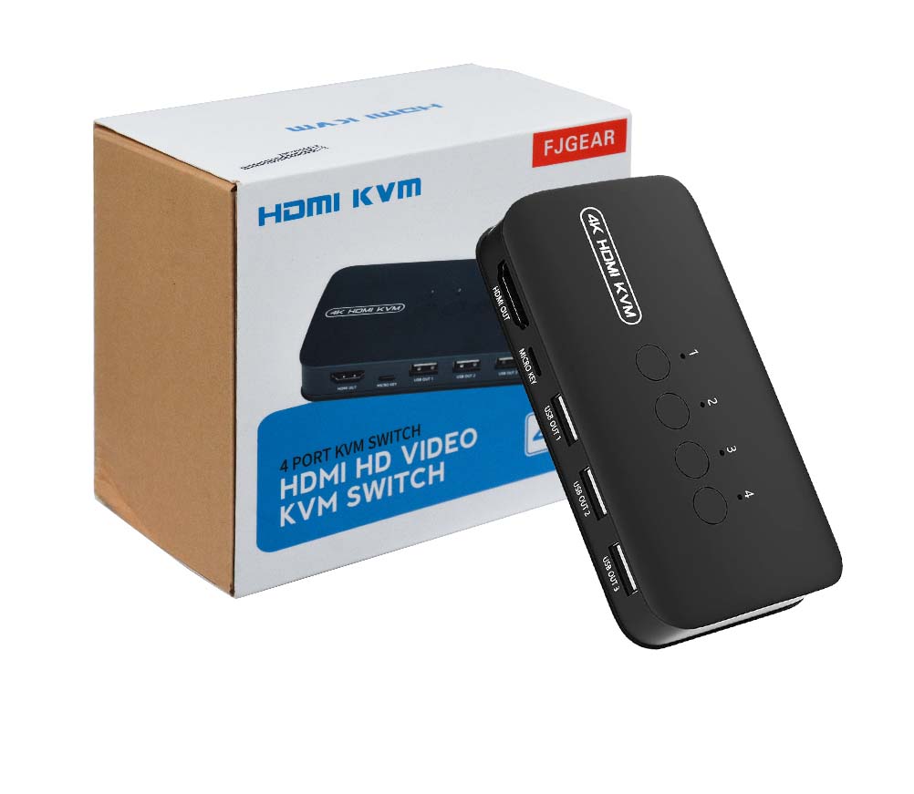 FJGEAR HK401 4-Port HDMI KVM Switch