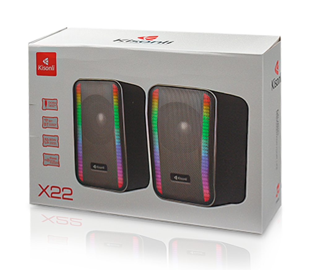 Kisonli X22 10-Mode RGB Light Bluetooth/Portable USB Powered Desktop Speaker