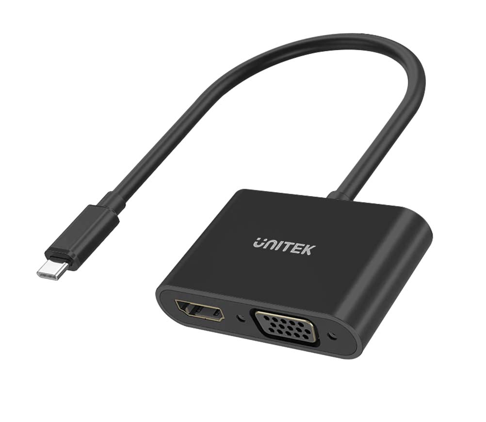 UNITEK V1168A 4K*2K@30Hz USB-C Male to HDMI Female + VGA Female Adapter