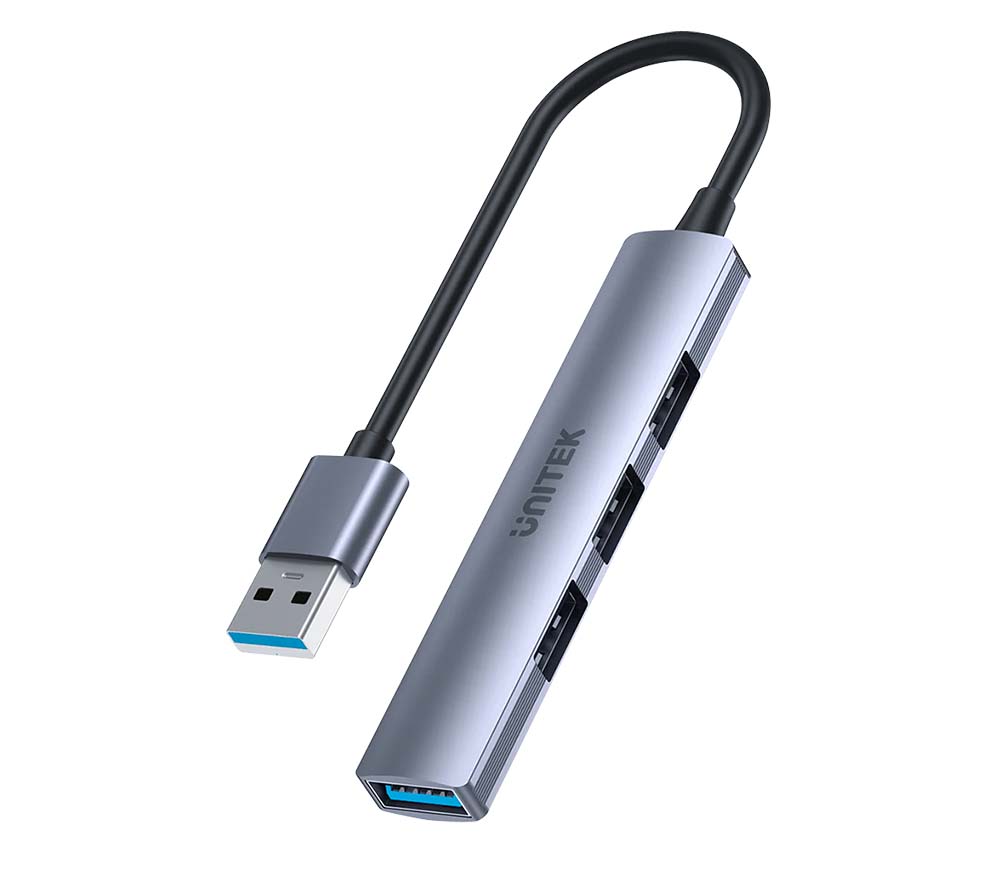 UNITEK H1208A uHUB Q4 4-in-1 USB-A 5Gbps Hub with Three 480Mbps Data Ports