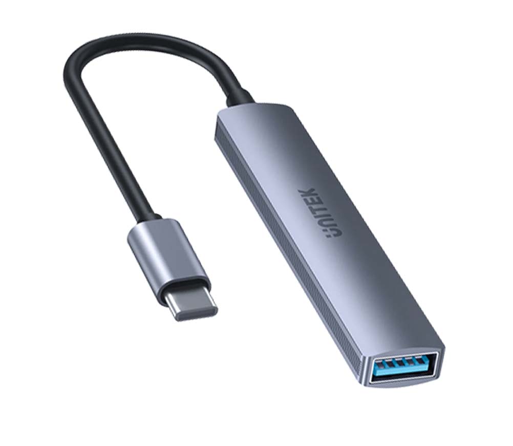 UNITEK H1208B uHUB Q4 4-in-1 USB-C 5Gbps Hub with Three 480Mbps Data Ports