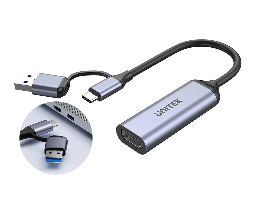 UNITEK V1167A 4K@30Hz HDMI Female to USB-C/A Video Capture Card